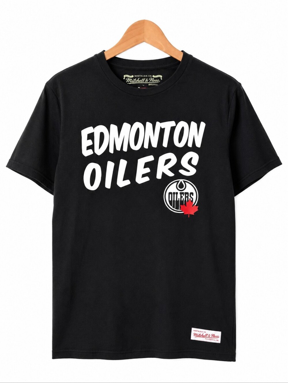 Mitchell & Ness Edmonton Oilers Graphic T-Shirt Black NHL Tee Size Large
